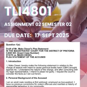 TLI4801 ASSIGNMENT 2 SEMESTER 2 2025 MEMO |DUE DATE SEPTEMBER 2025|