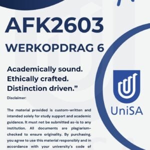 AFK2603 Werkopdrag 06 2025 (Complete Answers) Due Date 19 August 2025
