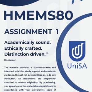 HMEMS80 Assignment 1 Semester 2 2025 (COMPLETE ANSWER) Due 2 September 2025