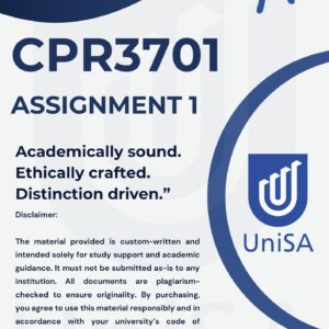 CPR3701 Assignment 1 Semester 2 2025 (COMPLETE ANSWERS) Due Date August 2025