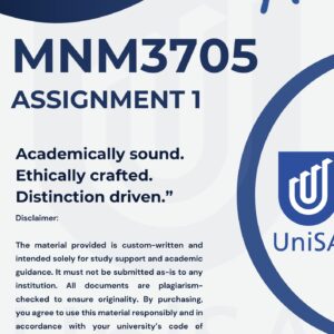 MNM3705 ASSIGNMENT 1 SEMESTER 2 2025 (COMPLETE ANSWERS) DUE DATE 2025