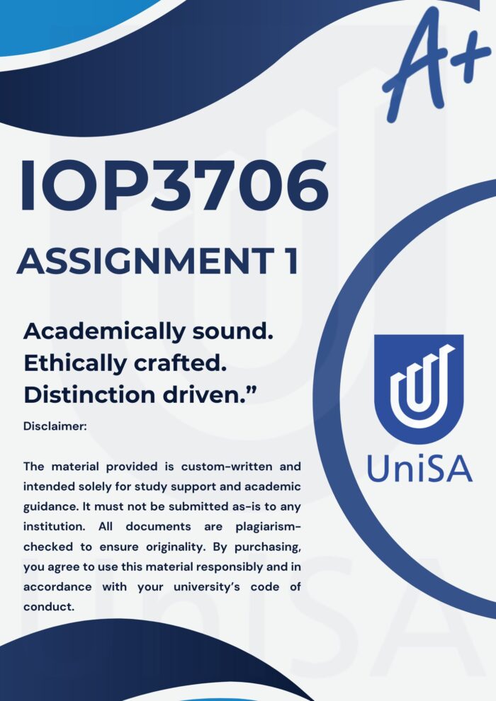 IOP3706 Assignment 1 Semester 2 2025 (Complete Answers) Due Date August 2025