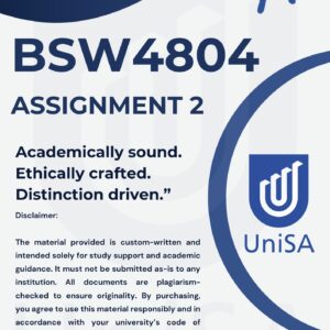 BSW4804 Assignment 2 2025 (Complete Answers) Due Date 8 August 2025