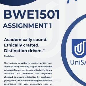 BWE1501 Assignment 1 Semester 2 2025 Answers (Due Date 22 August 2025)