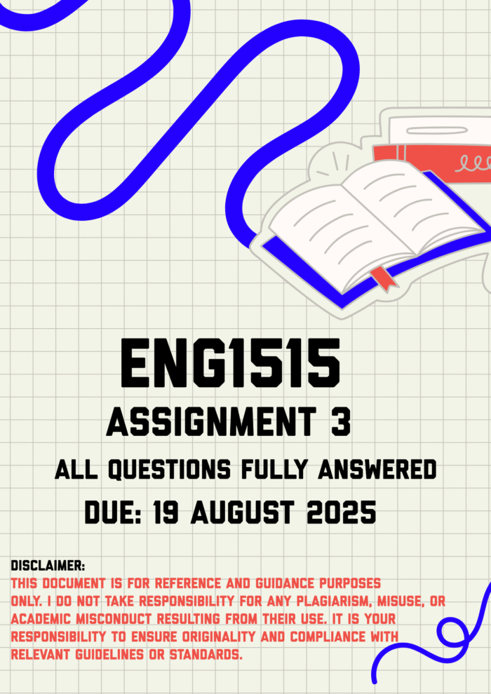ENG1515 Assignment 3 Memo | Due 19 August 2025