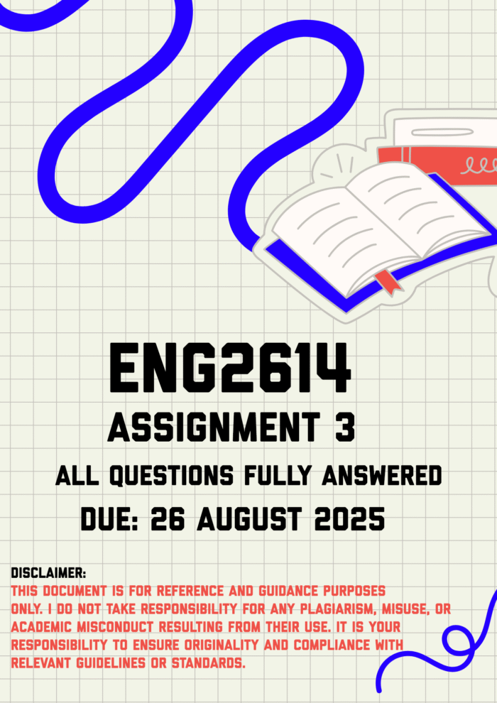 ENG2614 Assignment 3 Memo | Due 26 August 2025