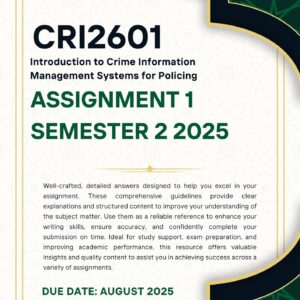 CRI2601 Assignment 1 Semester 2 2025 Memo |Due Date August 2025|