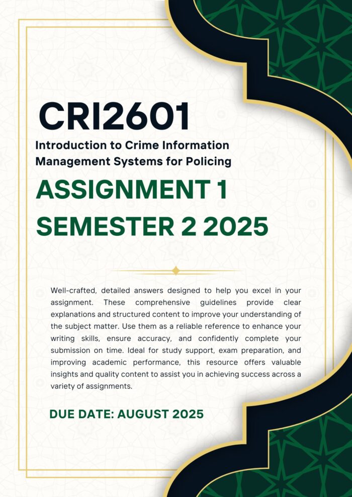 CRI2601 Assignment 1 Semester 2 2025 Memo |Due Date August 2025|