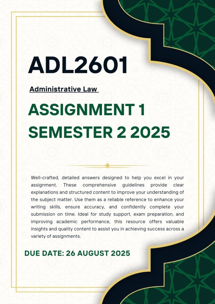 ADL2601 Assignment 1 Semester 2 Memo |Due Date 26 August 2025|