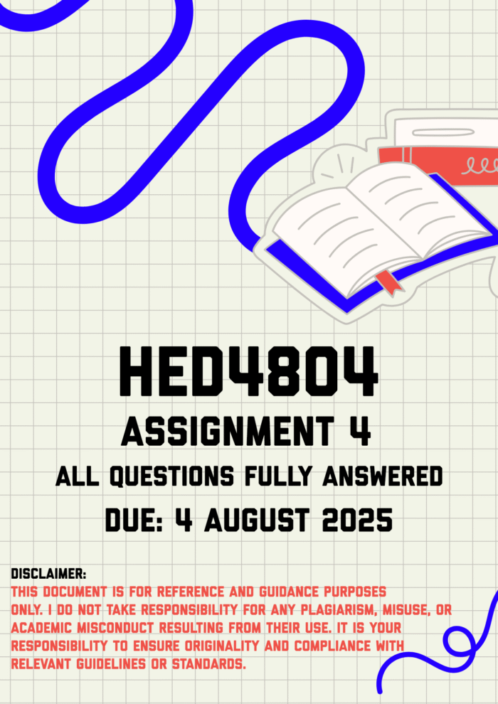 HED4804 Assignment 4 Memo | Due 4 August 2025