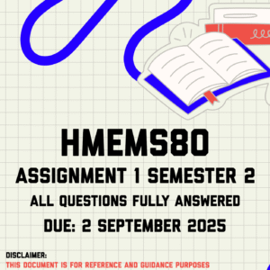 HMEMS80 Assignment 1 Semester 2 Memo | Due 2 September 2025