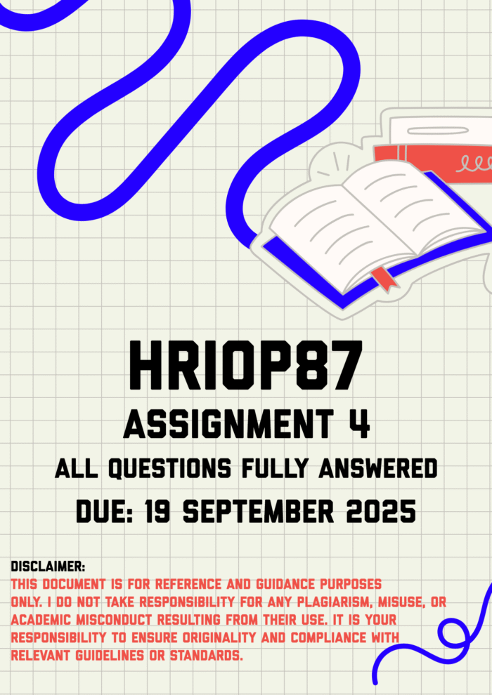 HRIOP87 Assignment 4 Memo | Due 19 September 2025