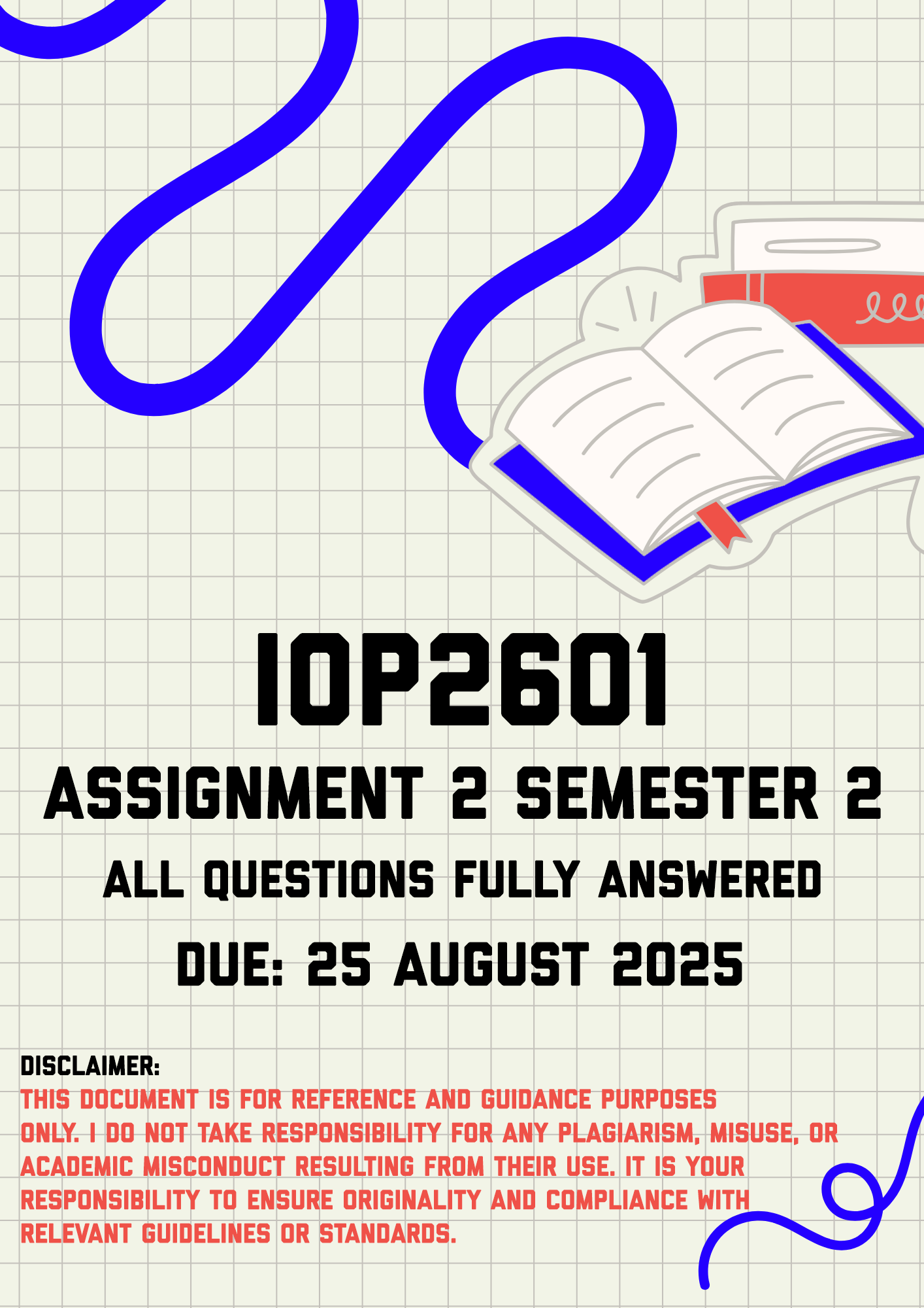 IOP2601 Assignment 2 Semester 2 Memo | Due 25 August 2025