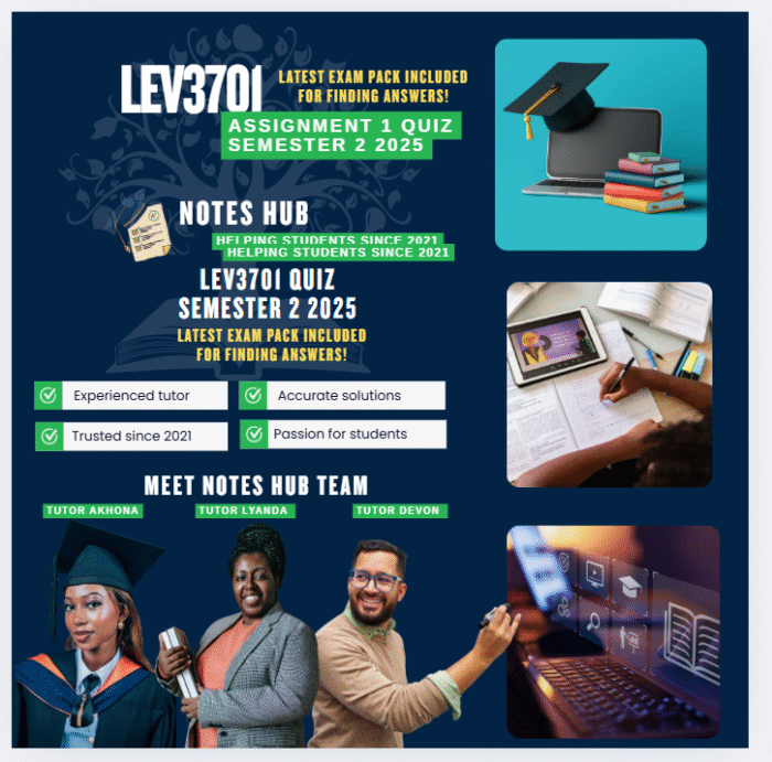 LEV3701 Assignment 1 QUIZ with LATEST Exam Pack - Quiz may differ so you need this | Document is searchable!