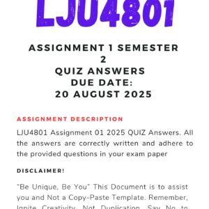 LJU4801 ASSIGNMENT 1 SEMESTER 2 2025 MEMO |DUE DATE 20 AUGUST 2025|