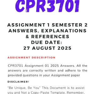 CPR3701 ASSIGNMENT 1 SEMESTER 2 2025 MEMO |DUE DATE 27 AUGUST 2025|