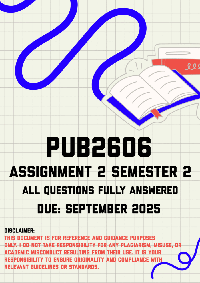 PUB2606 Assignment 2 Semester 2 Memo | Due September 2025
