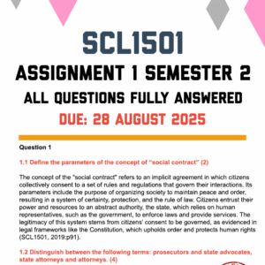 SCL1501 ASSIGNMENT 1 SEMESTER 2 2025 - FULLY ANSWERED (DUE 28 AUGUST 2025)