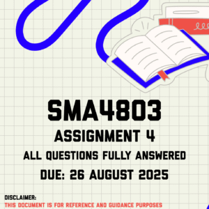 SMA4803 Assignment 4 Memo | Due 26 August 2025