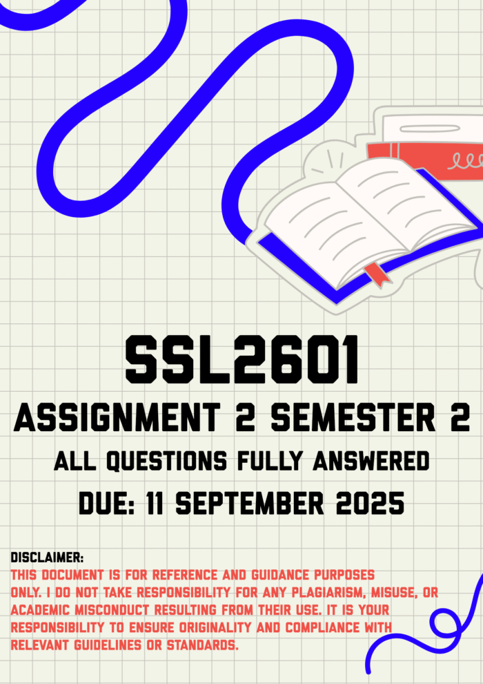 SSL2601 Assignment 2 Semester 2 Memo | Due 11 September 2025