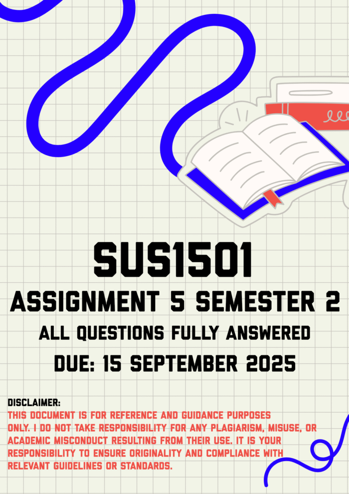 SUS1501 Assignment 5 Semester 2 Memo | Due 15 September 2025