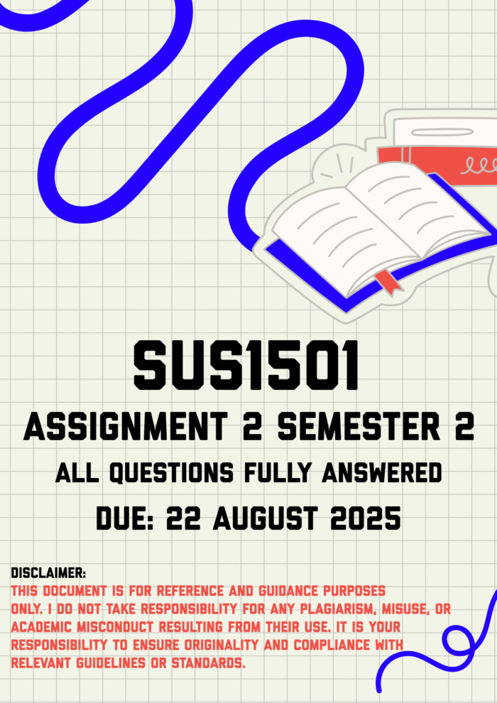 SUS1501 Assignment 2 Semester 2 Memo | Due 22 August 2025