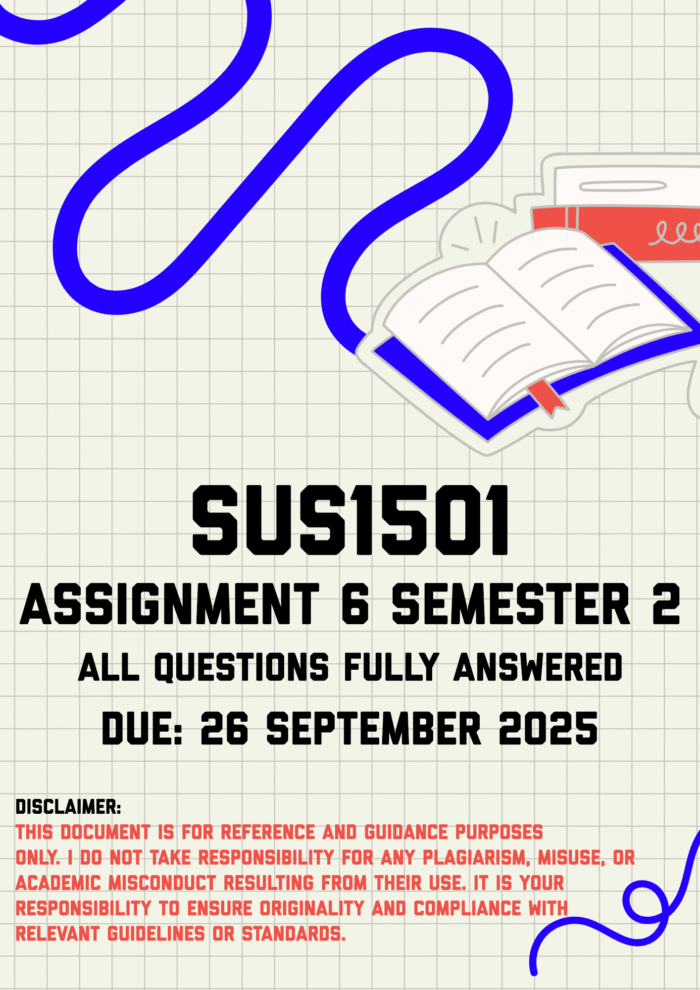 SUS1501 Assignment 6 Semester 2 Memo | Due 26 September 2025