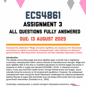 ECS4861 ASSIGNMENT 3 2025 - FULLY ANSWERED (DUE 13 AUGUST 2025)