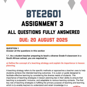 BTE2601 ASSIGNMENT 3 2025 - FULLY ANSWERED (DUE 20 AUGUST 2025)