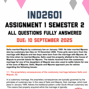 IND2601 ASSIGNMENT 1 SEMESTER 2 2025 - FULLY ANSWERED (DUE 10 SEPTEMBER 2025)