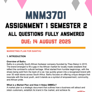 MNM3701 ASSIGNMENT 1 SEMESTER 2 2025 - FULLY ANSWERED (DUE 14 AUGUST 2025)