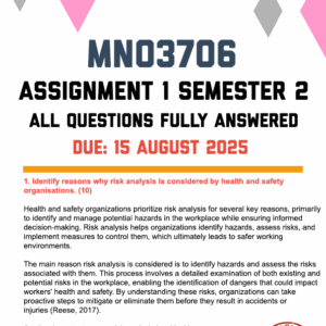 MNO3706 ASSIGNMENT 1 SEMESTER 2 2025 - FULLY ANSWERED (DUE 15 AUGUST 2025)