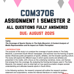COM3706 ASSIGNMENT 1 SEMESTER 2 2025 - FULLY ANSWERED (DUE AUGUST 2025)