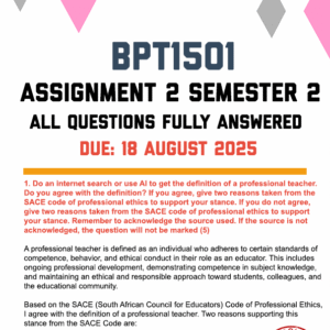 BPT1501 ASSIGNMENT 2 SEMESTER 2 2025 - FULLY ANSWERED (DUE 18 AUGUST 2025)