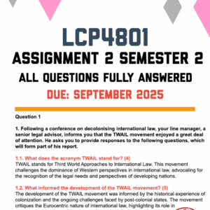 LCP4801 ASSIGNMENT 2 SEMESTER 2 2025 – FULLY ANSWERED (DUE SEPTEMBER 2025)