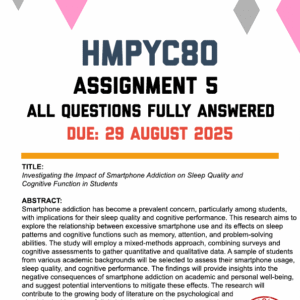 HMPYC80 ASSIGNMENT 5 2025 - RESEARCH PROPOSAL (DUE 29 AUGUST 2025)