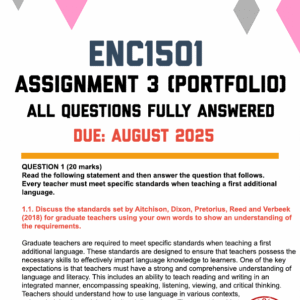 ENC1501 ASSIGNMENT 3 (PORTFOLIO) 2025 - FULLY ANSWERED (DUE AUGUST 2025)