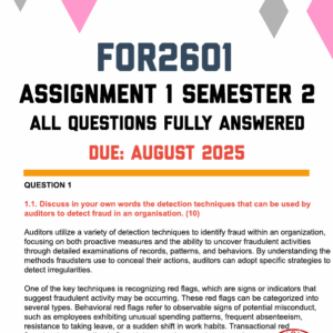 FOR2601 ASSIGNMENT 1 SEMESTER 2 2025 - FULLY ANSWERED (DUE AUGUST 2025)
