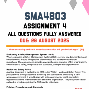 SMA4803 ASSIGNMENT 4 2025 - FULLY ANSWERED (DUE 26 AUGUST 2025)