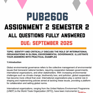 PUB2606 ASSIGNMENT 2 SEMESTER 2 2025 - FULLY ANSWERED (DUE SEPTEMBER 2025)