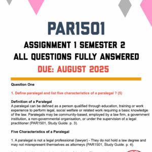 PAR1501 ASSIGNMENT 1 SEMESTER 2 2025 - FULLY ANSWERED (DUE AUGUST 2025)