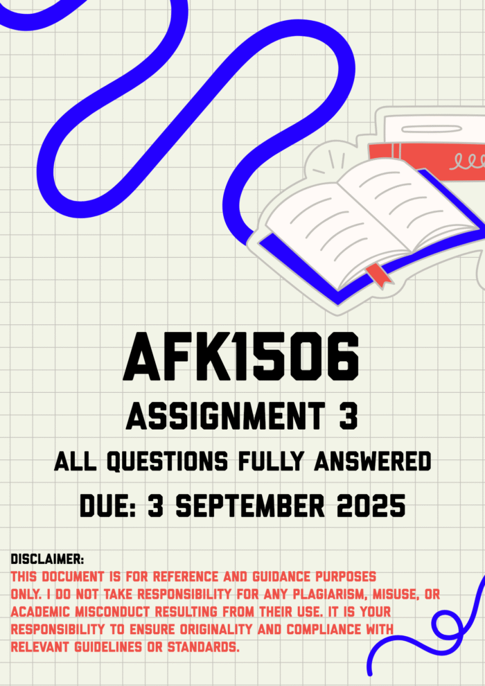 AFK1506 Assignment 3 Memo | Due 3 September 2025
