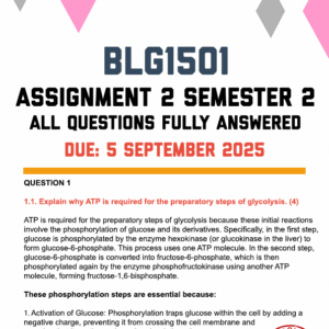 BLG1501 ASSIGNMENT 2 SEMESTER 2 2025 - FULLY ANSWERED (DUE 5 SEPTEMBER 2025)