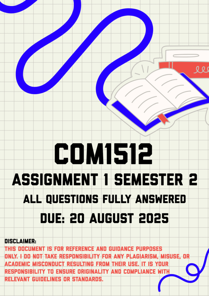 COM1512 Assignment 1 Semester 2 Memo | Due 20 August 2025