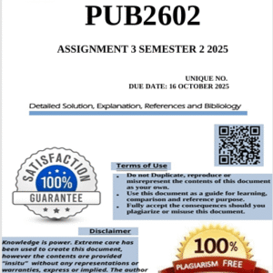 PUB2602 Assignment 3 (COMPLETE ANSWERS PORTFOLIO) Semester 2 2025 - Due 16 October 2025