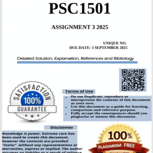 PSC1501 Assignment 3 (COMPLETE ANSWERS PORTFOLIO) 2025 - DUE 3 September 2025
