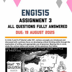 ENG1515 ASSIGNMENT 3 2025 - FULLY ANSWERED (DUE 19 AUGUST 2025)