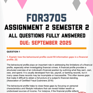 FOR3705 ASSIGNMENT 2 SEMESTER 2 2025 - FULLY ANSWERED (DUE SEPTEMBER 2025)