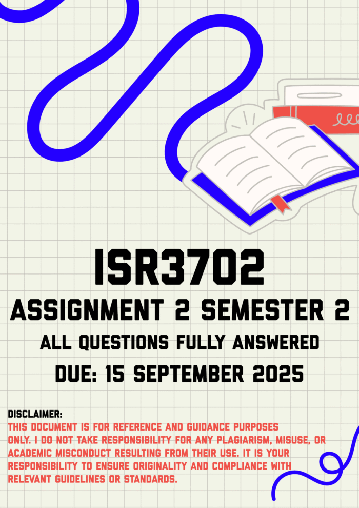 ISR3702 Assignment 2 Semester 2 Memo | Due 15 September 2025