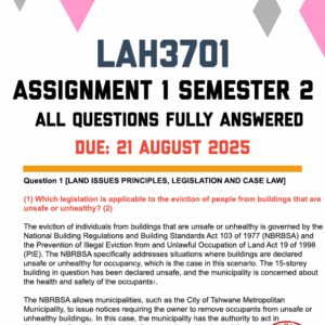 LAH3701 ASSIGNMENT 1 SEMESTER 2 2025 - FULLY ANSWERED (DUE 21 AUGUST 2025)